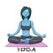 Yoga. Girl in the lotus position. Alien girl