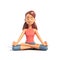Yoga girl in lotus position on white background, cartoon female 3d charcter doing yoga, 3d illustration
