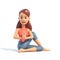 Yoga girl meditate, cartoon female 3d character doing yoga on white background, 3d rendering