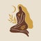 Yoga girl moonchild vector illustration sacred woman wellness art