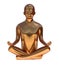 Yoga golden man stylized figure peace of mind lotus pose metallic
