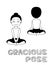 Yoga Gracious Pose Cartoon Vector Illustration Black and White