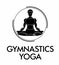 Yoga gymnastics logo. Black and white stylish silhouette of a girl