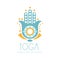 Yoga health studio logo symbol. Health and beauty care badge, spa, yoga center label