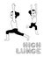 Yoga High Lunge Cartoon Vector Illustration Monochrome