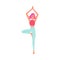 Yoga instructor standing on one leg in tree pose - woman balance exercise