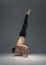 Yoga keeps balanc on hands, meditation position