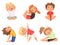 Yoga kids. Children making different yoga exercises young gymnastics vector characters