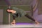 Yoga learner stretching