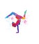 Yoga logo design. Colorful sport background. Ballerina in dance. Girl gymnast in gymnastic.