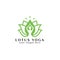 Yoga logo design stock. human meditation in lotus flower vector illustration in green color