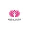 yoga logo design stock. meditation in lotus flower illustration