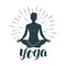 Yoga logo or label. Fitness, meditation symbol. Vector illustration