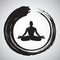 Yoga Logo Template with Enso Zen Circle Brush