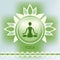 Yoga lotus flower emblem green background meditation posture