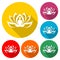 Yoga lotus icon with long shadow