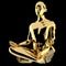 Yoga lotus pose man stylized figure gold polished on black