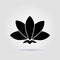 Yoga lotus sign meditation black icon on gray background with soft shadow