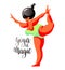 Yoga is magic hand lettering with beautiful fitness woman figure characters