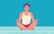 Yoga man video blogger. Colorful flat design vector illustration