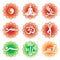 Yoga massage alternative medicine icons.