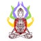 Yoga meditating in lotus asana icon