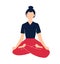 Yoga and meditation. Girl sitting in lotus position.