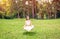 Yoga meditation levitation â€“ Girl concentration in yoga exercise