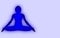 Yoga Meditation Pose with Blue Energy Aura light on Light Blue background gradient illustration