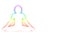 Yoga Meditation Pose with seven Energy Aura chakra around white body outline