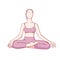 Yoga meditation in siddhasana. Om meditation for body relax and spirit harmony. Colored vector illustration