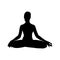 Yoga meditation in siddhasana, woman silhouette. Om meditation for body relax and spirit harmony. Vector illustration