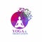 Yoga Meditation Tree Moon Creative Colorful Logo Symbol Vector