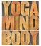 Yoga, mind, body word abstract