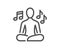 Yoga music line icon. Meditation pose sign. Vector