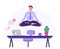 Yoga office man worker meditate. Vector illustration