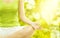 Yoga Outdoor Meditation, Woman Body Meditating, Human Hand