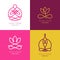 Yoga outline logo design elements. Set of vector yoga icons and