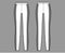 Yoga pants technical fashion illustration with elastic waistband, side panels, training slim, casual knit trousers. Flat