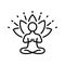 Yoga Person in Pose Lotus Line Icon. Spiritual Energy Meditation Relax Linear Pictogram. Meditate Relaxation Asana