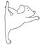 Yoga pets. A cute and funny puppy stands in an asana. Dog yoga. Dog athlete doing gymnastics. Outline. Vector