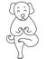 Yoga pets. A cute and funny puppy stands in an asana. Dog yoga. Outline. Vector. Pet and sports