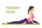 Yoga pigeon pose. Exercise for balance and body stretch.