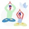 Yoga, Pilates for Couples Flat Vector Illustration