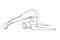 Yoga plow pose or halasana. Woman practicing stretching yoga pose. Vector illustration