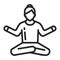 Yoga pose black line icon. Asana. Faceless girl sitting meditation pose. Home leisure. Isolated vector element