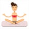 Yoga pose flat vector. Woman sitting on the mat