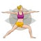 Yoga Pose Warrior II - Virabhadrasana II Blonde Attractive young woman practicing Yoga