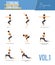 Yoga poses for concept of balancing and standing poses in flat design style. Strong Woman exercising for body stretching. Vector.