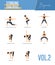 Yoga poses for concept of balancing and standing poses in flat design style. Strong Woman exercising for body stretching. Vector.